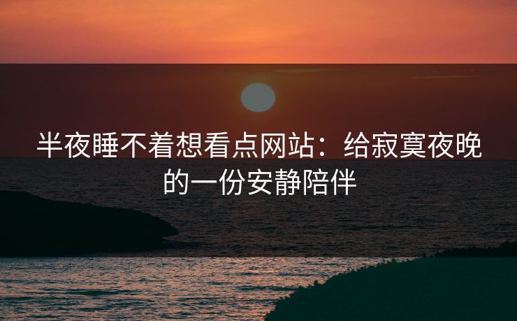 半夜睡不着想看点网站：给寂寞夜晚的一份安静陪伴